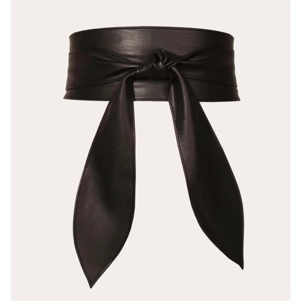 Faux Vegan Leather Wrap Belt Black - Picture 1 of 4